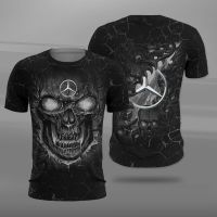 2023 NEW Benz Skull เสื้อยืด3D ฤดูร้อนสำหรับผู้ชาย