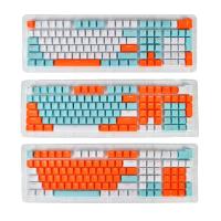 PBT 113Pcs Keycaps Set Three Color Matching Key Caps for Mechanical Gaming Keyboard 61 87 104 108 Keys Replacement Durable