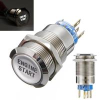 12 V 19mm รถกันน้ำโลหะ Momentary เครื่องยนต์ปุ่มกดสวิทช์ไฟ LED