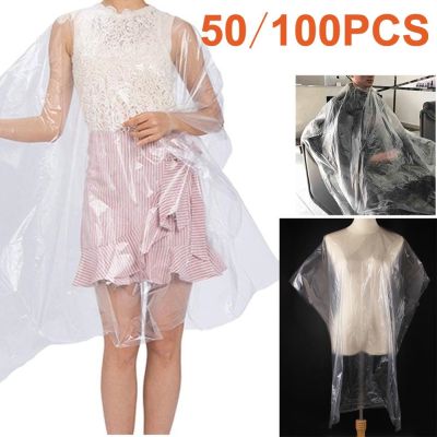 50/100Pcs Disposable Hairdressing Capes PE Waterproof Apron Cutting Perm Dye Hair Cape Barber Transparent Hairdressing Cloth