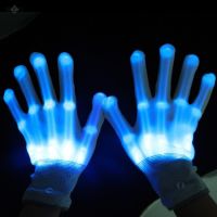 ❡ LED Colorful Novelty LED Gloves Neon Guantes Glowing Halloween Party Light Props Luminous Skull Gloves Stage Costume Christmas