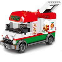City Pizza Takeaway Car Vehicle Idea MOC Creativity Building Blocks Kits Bricks Set Classic Model Kids Toys For Child Girl Gifts Building Sets