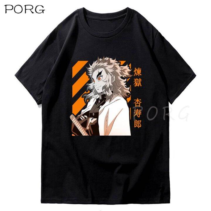 kimetsu-no-yaiba-t-shirt-men-casual-cotton-demon-slayer-tshirt-male-kawaii-tanjiro-tee-shirt-rengoku-100-cotton-gildan