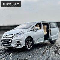 โมเดลรถโลหะผสมรถจำลอง1:32 HONDA Odyssey MPV และของเล่นยานพาหนะทำจากโลหะของขวัญประเภทรถจำลองของสะสมไฟและเสียง