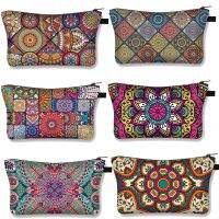 Vintage Mandala Pattern Multifunctional Cosmetic Bags Napkin Organizer Gothic Women Wallet indian floral Makeup Bag