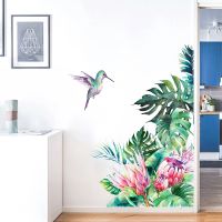 Tropical Leaves Flowers Bird Wall Stickers Bedroom Living Room Decoration Mural Home Decor Decals Removable Stickers Wallpaper