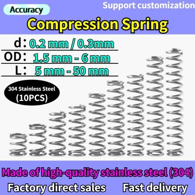 Wire Diameter 0.2 0.3mm 304 Stainless Steel Cylidrical Coil Compression Spring Return Compressed Springs Release Pressure 10 Pcs Electrical Connectors