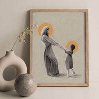 Mary และ Jesus เต้นรำภาพวาดผ้าใบ Vintage โปสเตอร์ภาพผนังสำหรับห้องนั่งเล่น Home Decor ของขวัญ