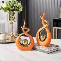 Ceramics Statue Figurine Home Decor Modern Abstract Art Statue Ornaments Sculpture Decoration for Living Room Table Centerpiece