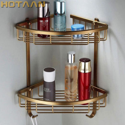 Free Shipping Wall Mounted Antique finish aluminum Bathroom Shower shampoo Shelf Basket Holder Fashion Double Layer YT-7004