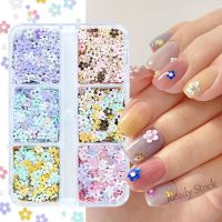 【hot sale】 ❈♟ B50 6 Grids Mixed Nail Sequins Flower Flakes DIY Manicure Design Nails Decoration Accessories