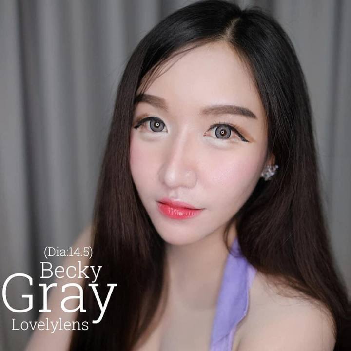 ขายดีที่1-มีค่าสายตา-lovelylens-becky-gray-brown-บิ๊กอาย-สุดปัง-คอนแทคเลนส์-รายเดือน-มีอย-แถมตลับฟรี-เลนส์นิ่ม