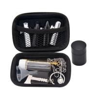 Tobacco Kit Snuff Snorter Set Aluminum Bullet Snuff Sniffer + Metal Dispenser Spoon + Storage Container Jar + Plastic Funnel