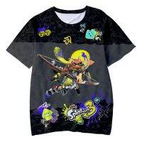 Splatoon 3 เสื้อยืด Anime Graffiti เกมยิง 3D เสื้อยืดแฟชั่นเด็กสบาย ๆ เด็กชายและเด็กหญิง Unisex Kawaii Neckline เสื้อยืดด้านบน