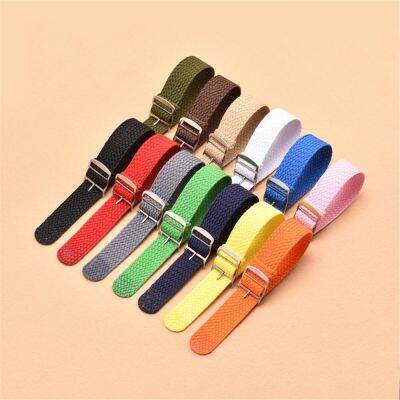 ₪✉ 14 มม. 16 มม. 18 มม. 20 มม. 22 มม. ไนลอน ZULU สำหรับ Perlon Sport Watchband สีสันสานแฟชั่นสร้อยข้อมือเข็มขัด