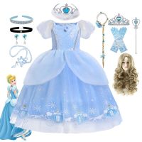 ZZOOI Disney Girls Cinderella Princess Cosplay Costume Kids Children Vestidos Party Ball Gown Dress Halloween Clothes
