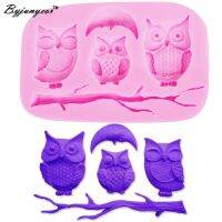 Byjunyeor M213 Owl Moon and Tree Branch UV Resin Silicone Mold Fondant Chocolate Candy Lollipop Crystal Epoxy Soft Clay Bake Too Bread  Cake Cookie Ac