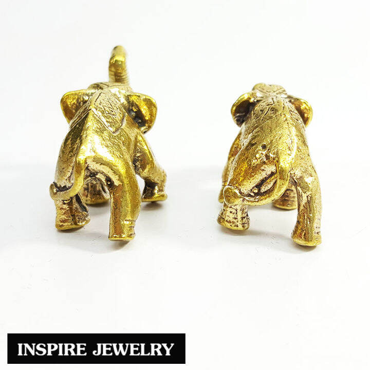 inspire-jewelry-ช้างนำโชค-1-คู่-เสริมดวง-ทองเหลืองจิ๋ว-2-cm