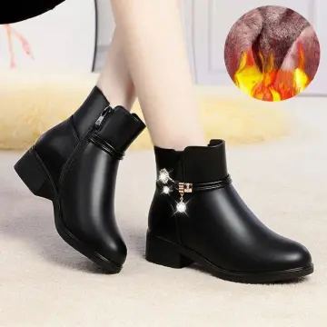 Wide black sale leather boots