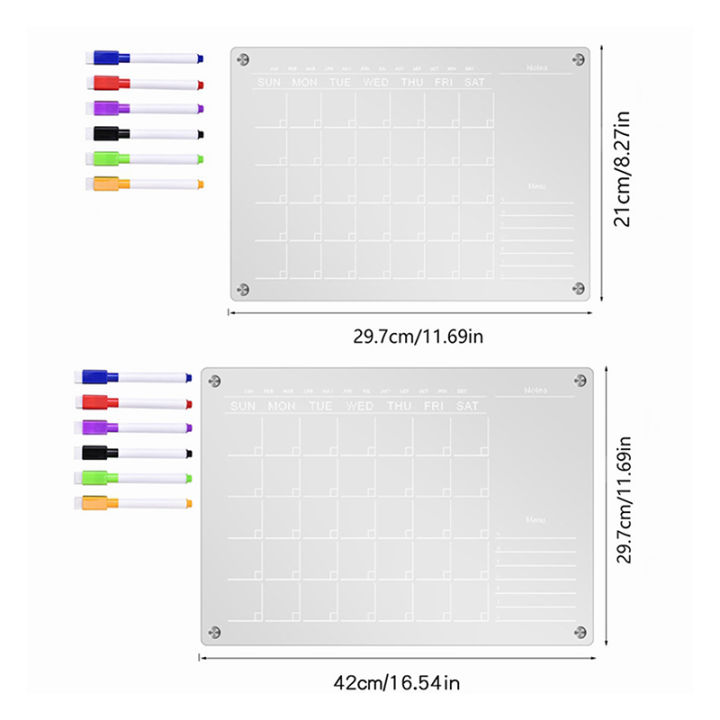 bali-สติกเกอร์แม่เหล็กติดตู้เย็นอะคริลิคใสกระดานปฏิทินวางแผนรายวันตารางเวลารายเดือนบอร์ดลบแบบแห้งสำหรับบ้านโรงเรียนสำนักงาน