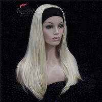 StrongBeauty Long 34 womens wigs hairpiece Straight with Adjust Black Headband Blonde Highlighted wig Synthetic Hair