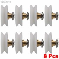 8 Pcs 22.5mm Shower Room Pulley White Bathroom Sliding Glass Door Wheels Nylon Copper Roller Shower Door Rollers With Screws