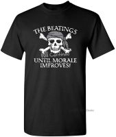 Retro Tops Tees Men T-shirt The Beatings Will Continue Until Moral Improves Skull Pirate Print Mens T Shirt