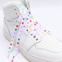 1 Pair Flat Shoelaces Heart Pattern Printing Shoe Laces Tightly Woven Do Not Fade Shoe Lace For Sneakers Shoe Rope Unisex