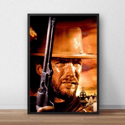 การพิมพ์ความละเอียดสูง Clint Eastwood A Fistful Of Dollars Movie โปสเตอร์ภาพวาดผ้าใบ Wall Art Picture - Vintage Home Decorat