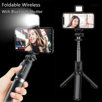 Roreta Foldable Wireless Bluetooth Selfie Stick Phone Holder Retractable Multifunctional Tripod With Remote shutter Selfie light