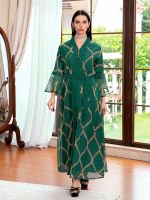 Eid Mubarak Kaftan อาหรับยาว Maxi ชุดผู้หญิง abaya ดูไบตุรกีอิสลามมุสลิมชุด caftan ผู้หญิงชุดยาว