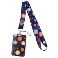 Ransitute R2946 Space Planets Lanyard Credit Card ID Holder Badge Student Women Travel Bank Bus Business Card Cover Badge