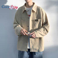 เสื้อเชิ้ตเสื้อแขนยาว Corduroy Unisex แฟชั่นเสื้อขนาดใหญ่ลำลองของผู้ชายอบอุ่น