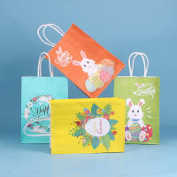 12-24 pcs Easter Treat School Bags with Handles Goodie Gift Bag Bunny Eggs Basket Containers for Kids Party Favor Decor 8 kinds