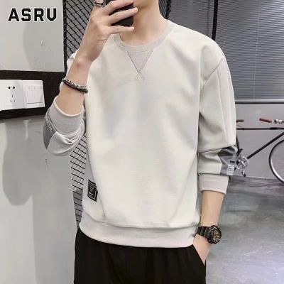 ASRV เสื้อยืดผู้ชาย เสื้อผ้าผู้ชาย t shirt for men เสื้อสเวตเตอร์คอกลมชายเสื้อแขนยาวลำลองแฟชั่นทรงหลวมสไตล์ฮ่องกง