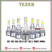 TEZER ไฟหน้ารถยนต์ LED C6,ไฟ LED สีขาวสว่างพิเศษ H1 HB3 HB4 9004 9007 H13 H3 H11 H4หลอดไฟ LED H7เทอร์โบไฟตัดหมอกสำหรับมอเตอร์ไซค์อัตโนมัติ12V