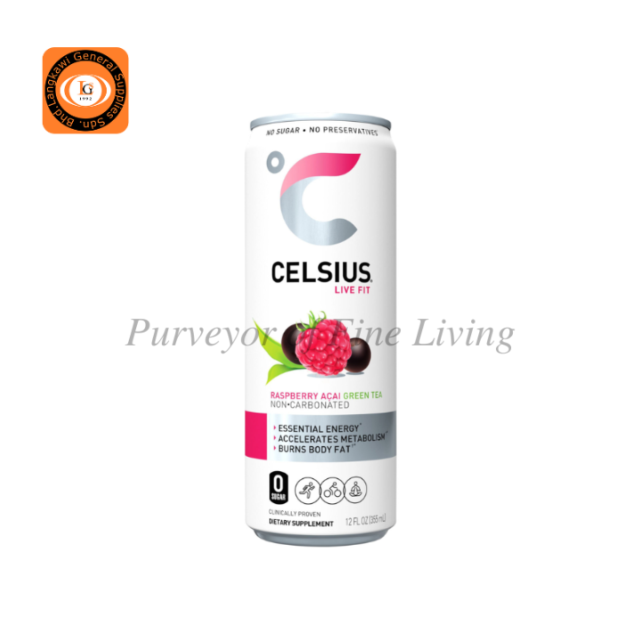 CELSIUS LIVE FIT RASPBERRY ACAI GREEN TEA FLAVORED DRINK 325ML Lazada
