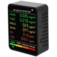 6 in 1 PM2.5 PM10 HCHO TVOC CO CO2 Air Quality Detector CO CO2 Formaldehyde Monitor Home Office Air Quality Tester