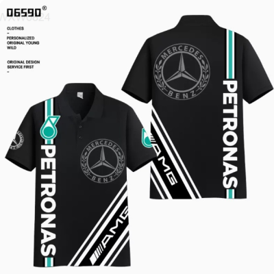 Fashion New Summer 2023 9527-AMG Team custom F1 racing suit Russell Lewis Hamilton outdoor driving POLO shirt short sleeves，Size:XS-6XL Contact seller for personalized customization of name and logo high-quality