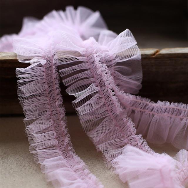 1m-pleated-tulle-fabric-3-5cm-trim-sewing-guipure-supplies-pink-laces-material-dentelle-rt11