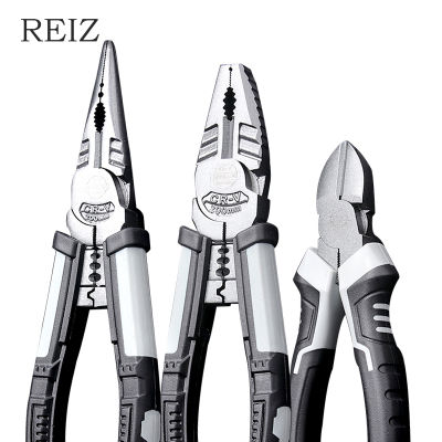 REIZ 68 Inch Electrician Pliers Set Wire Cutter Stripper Diagonal Long Nose Clamps Combination Household Repair Hand Tool