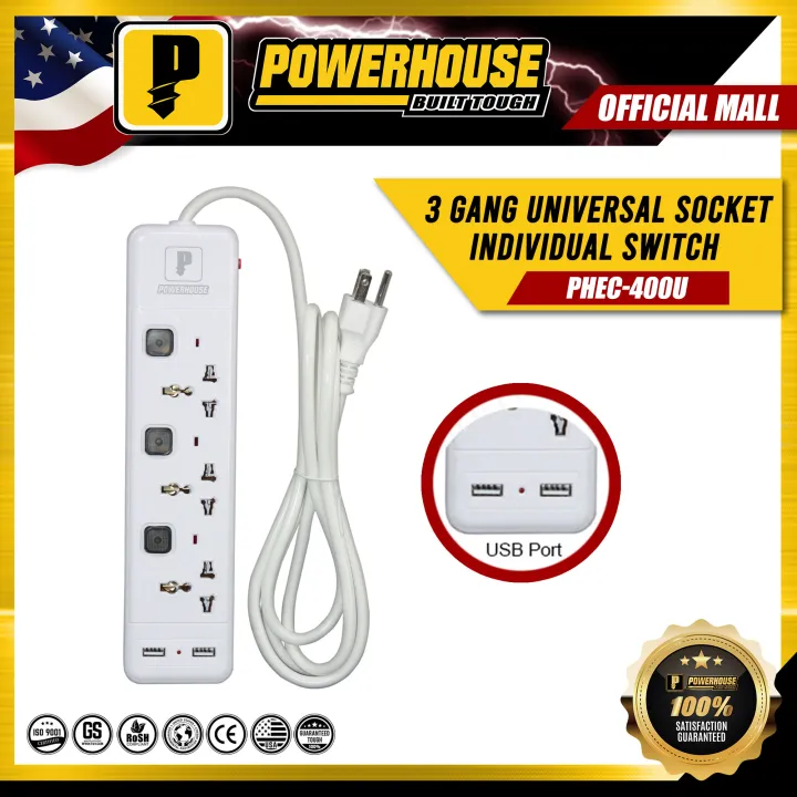 POWERHOUSE Electric Extension Cord Individual Switch USB Universal Outlet PHEC400U PHE Lazada PH