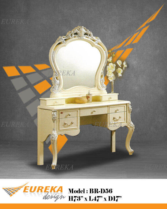 EUREKA 4ft D56 Classic Wood Dressing Table Mirror / Drawer (Deliver