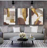 บทคัดย่อหินอ่อนผ้าใบพิมพ์ภาพวาดสีน้ำตาลทองฟอยล์โปสเตอร์ Modern Wall Art รูปภาพบนผ้าใบสำหรับห้องนั่งเล่น,สำนักงาน,และตกแต่งบ้าน