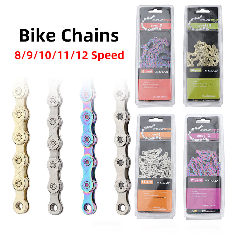 Ultralight Mountain Bike Chain 9 10 11 12 Speed High Strength Electroplated  Anti-rust Hollowed Out Road Bike Mtb Bicycle Chain