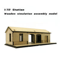 1: 72 European Supply Station Bus And Train Platform Scene Wooden Assembly Model Decoration Manual Gift