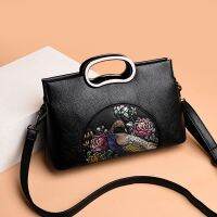 Hot selling Womens new bag 2023 ethnic style one-shoulder diagonal embroidered soft leather female large capacity