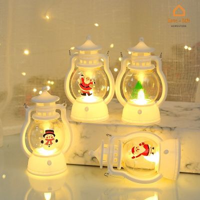 1 Pcs Battery Powered Clear Christmas Light/ Santa Claus Snowman Hanging Lamp/ Home Xmas New Year Decorations Supplies