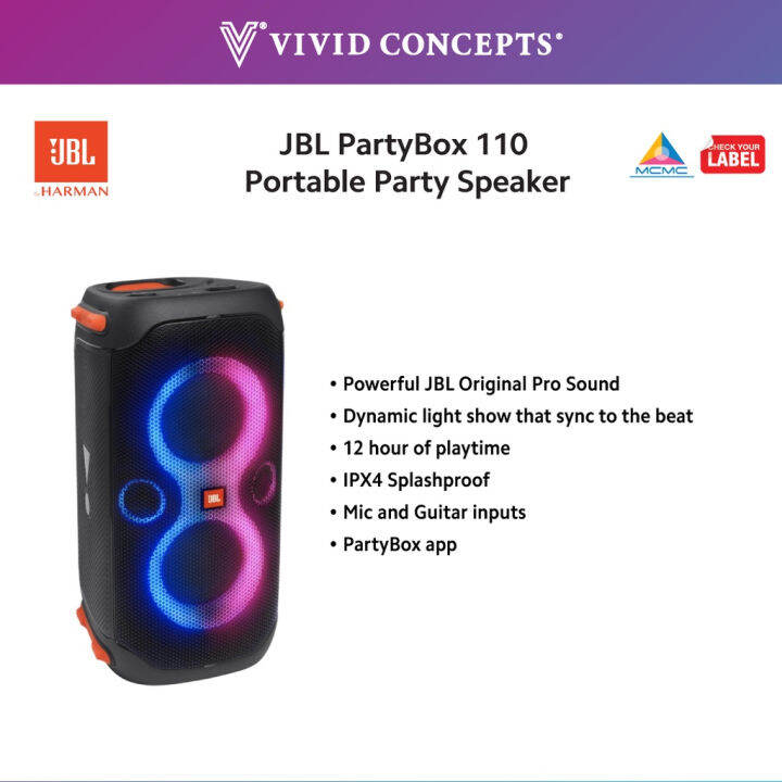 JBL PartyBox 110 - Portable Party Speaker with Built-in Lights