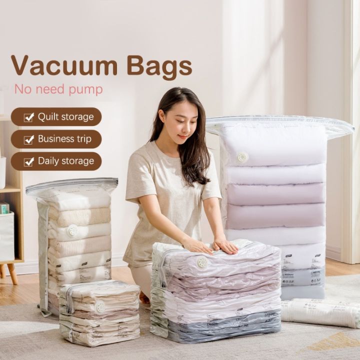 No Need Pump Vacuum Bags Large Plastic Storage Bags For Storing Clothes  Blankets